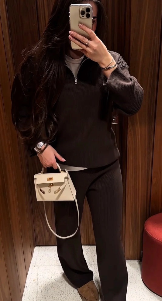 Ensemble maille col zippé