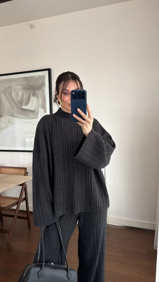 Ensemble maille côtelée