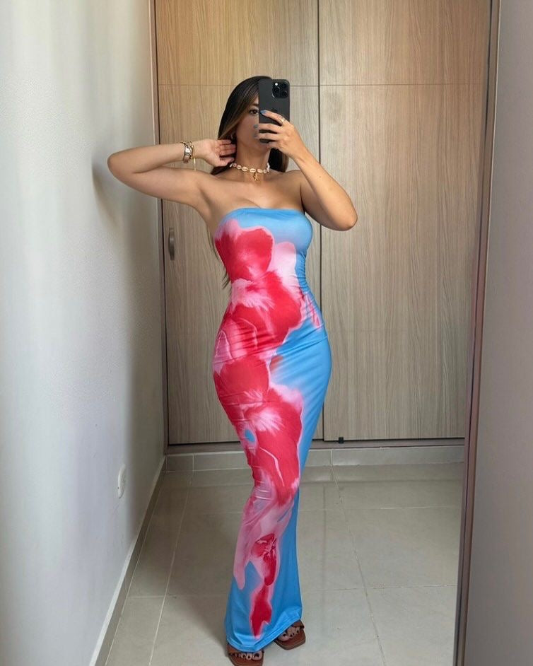 Robe bleu floral