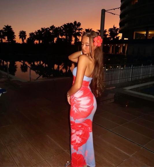 Robe bleu floral